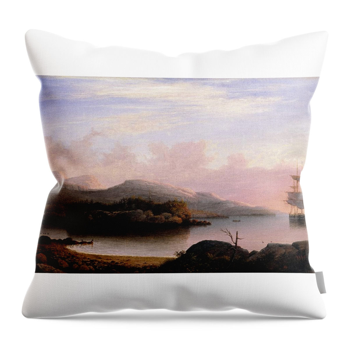 Fitz Henry Lane (american Throw Pillow featuring the painting Off Mount Desert Island #1 by MotionAge Designs