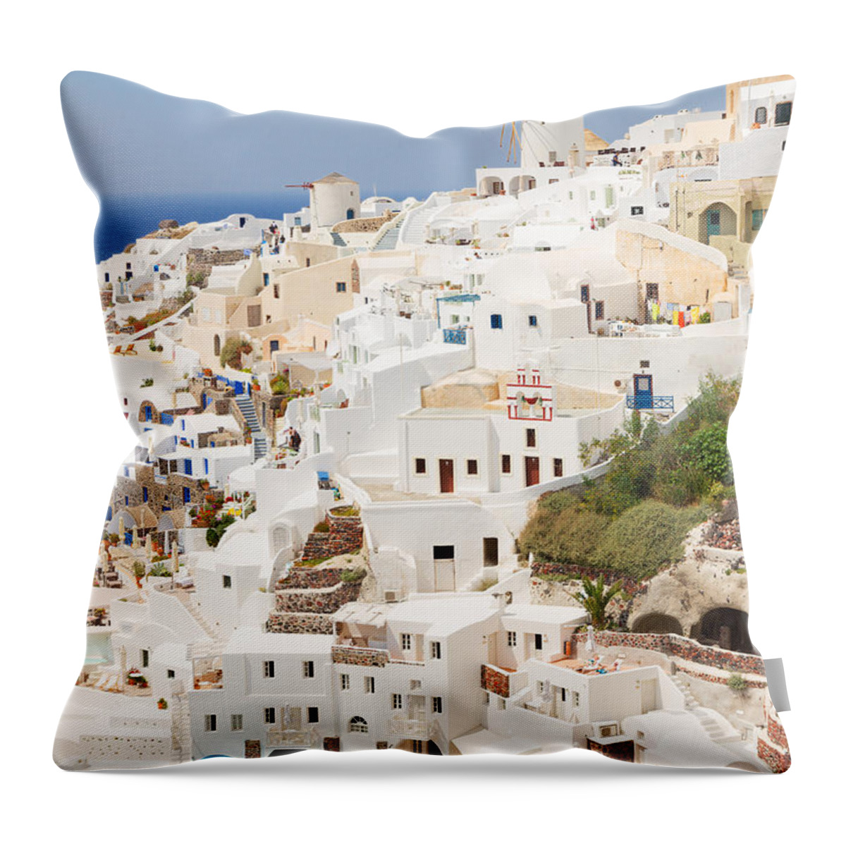 Santorini Throw Pillow featuring the photograph Oia, Traditional Greek Village #1 by Anastasy Yarmolovich