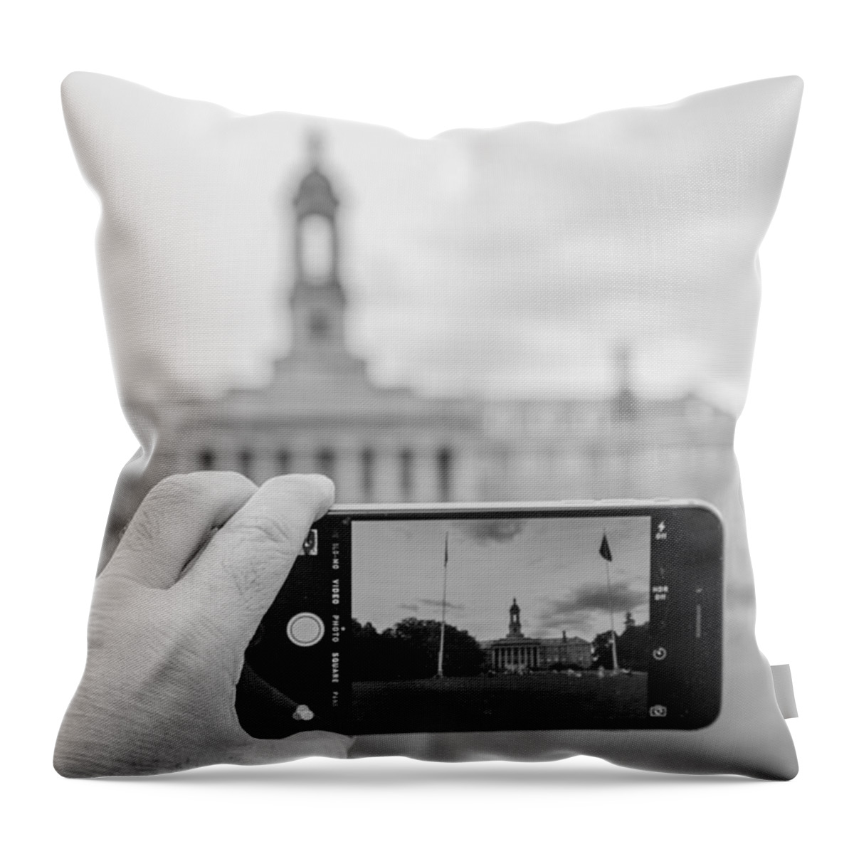 Penn State Throw Pillow featuring the photograph Old Main Penn State #1 by John McGraw