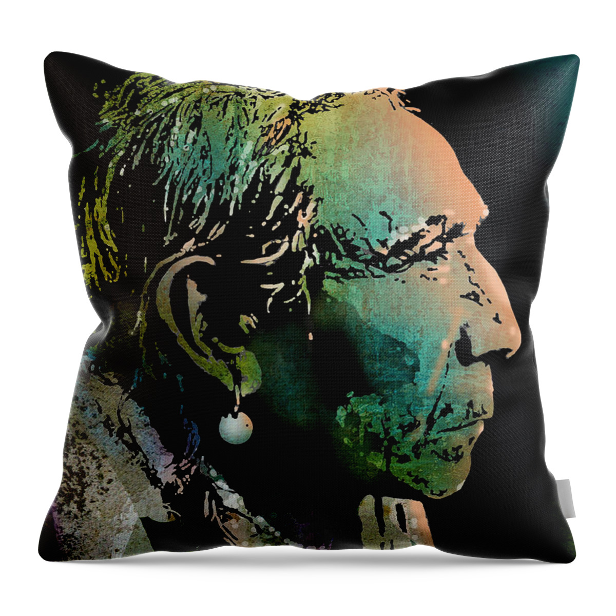 Native American Throw Pillow featuring the painting Old Warrior #1 by Paul Sachtleben