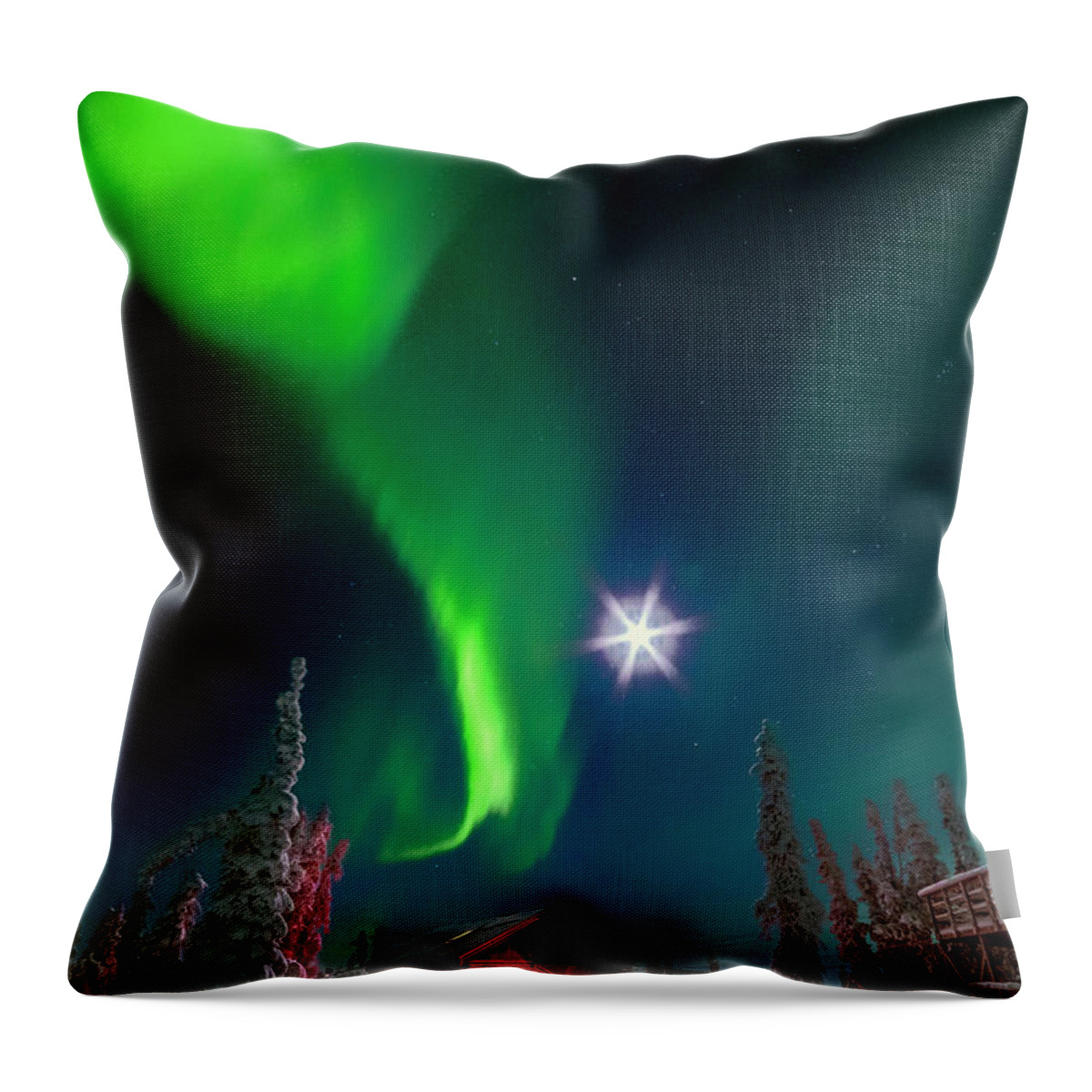 Alaska Throw Pillow featuring the photograph One Night In Alaska #1 by Robert Fawcett
