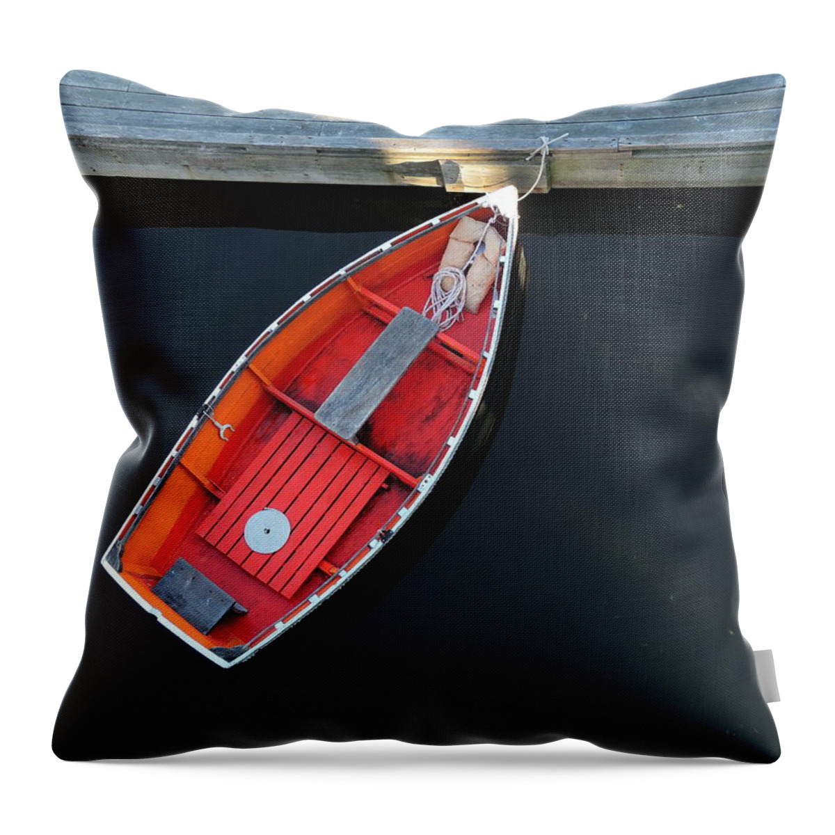 Colorful Throw Pillow featuring the photograph Orange Dinghy by Bill Tomsa