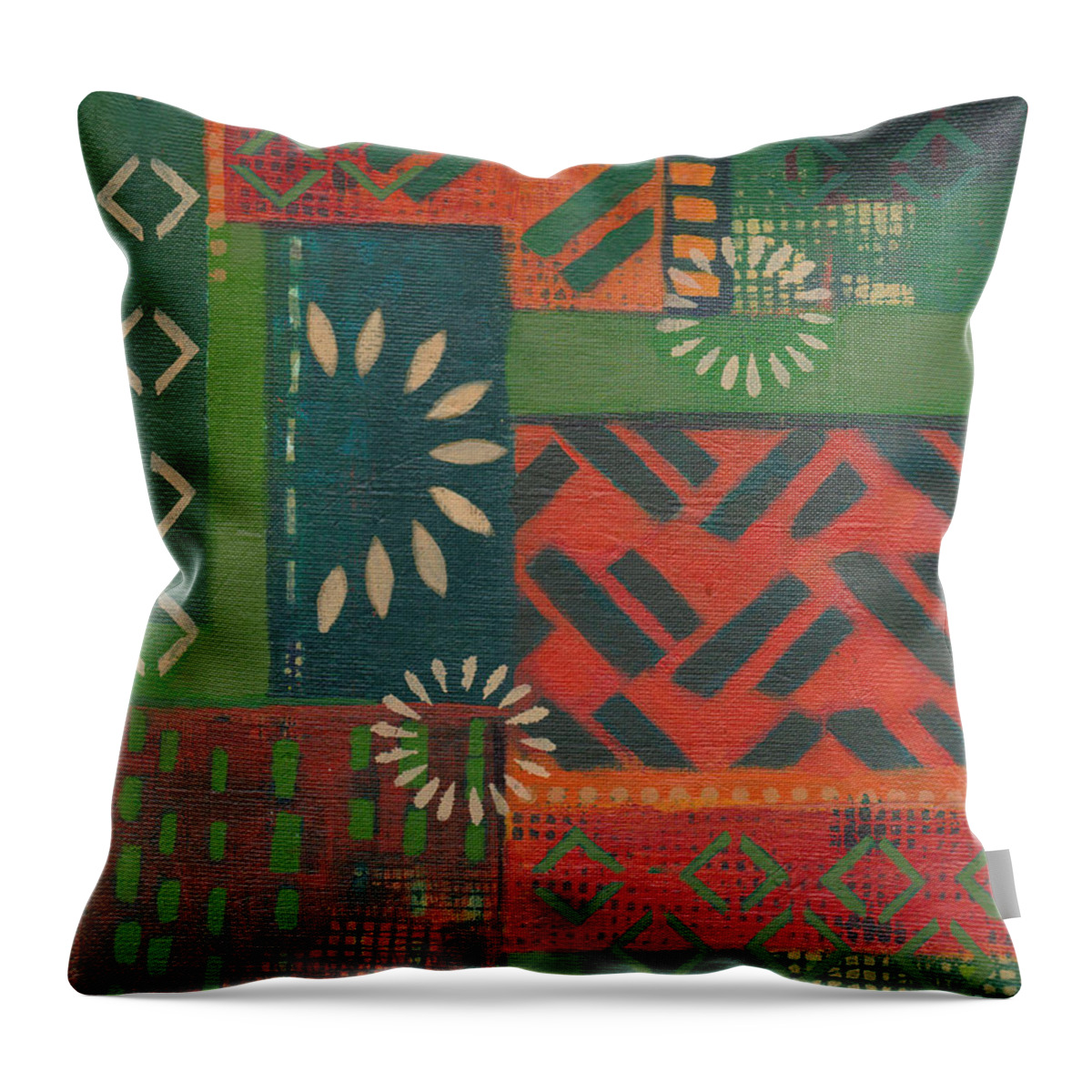 Orange Throw Pillow featuring the painting Orange Green Abstract #1 by Patricia Cleasby