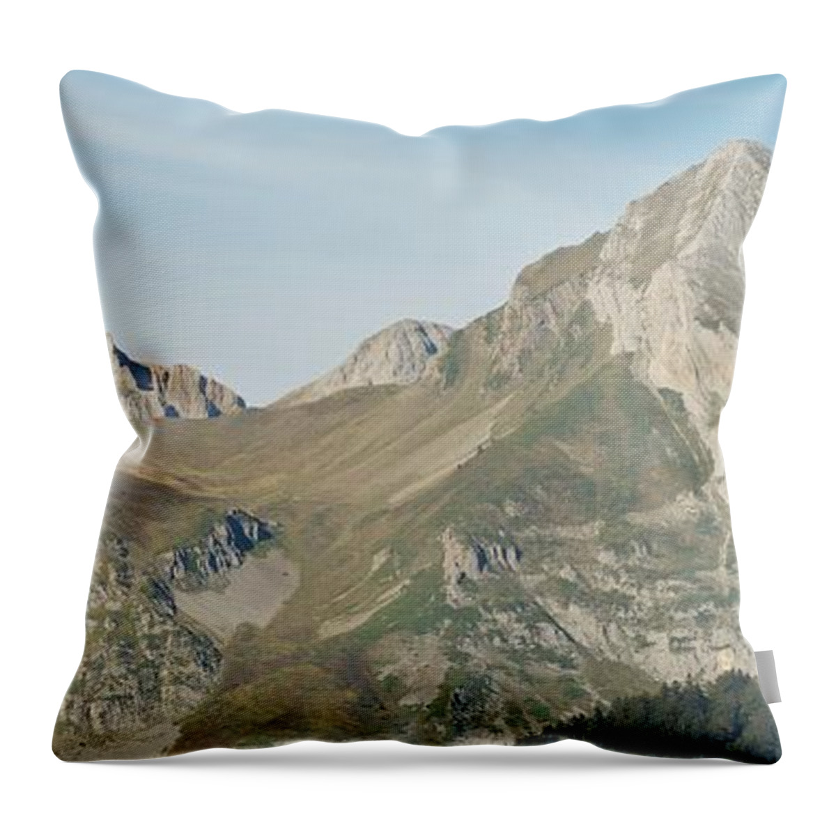 Lac De Bious-artigues Throw Pillow featuring the photograph Ossau Valley Panorama #1 by Stephen Taylor