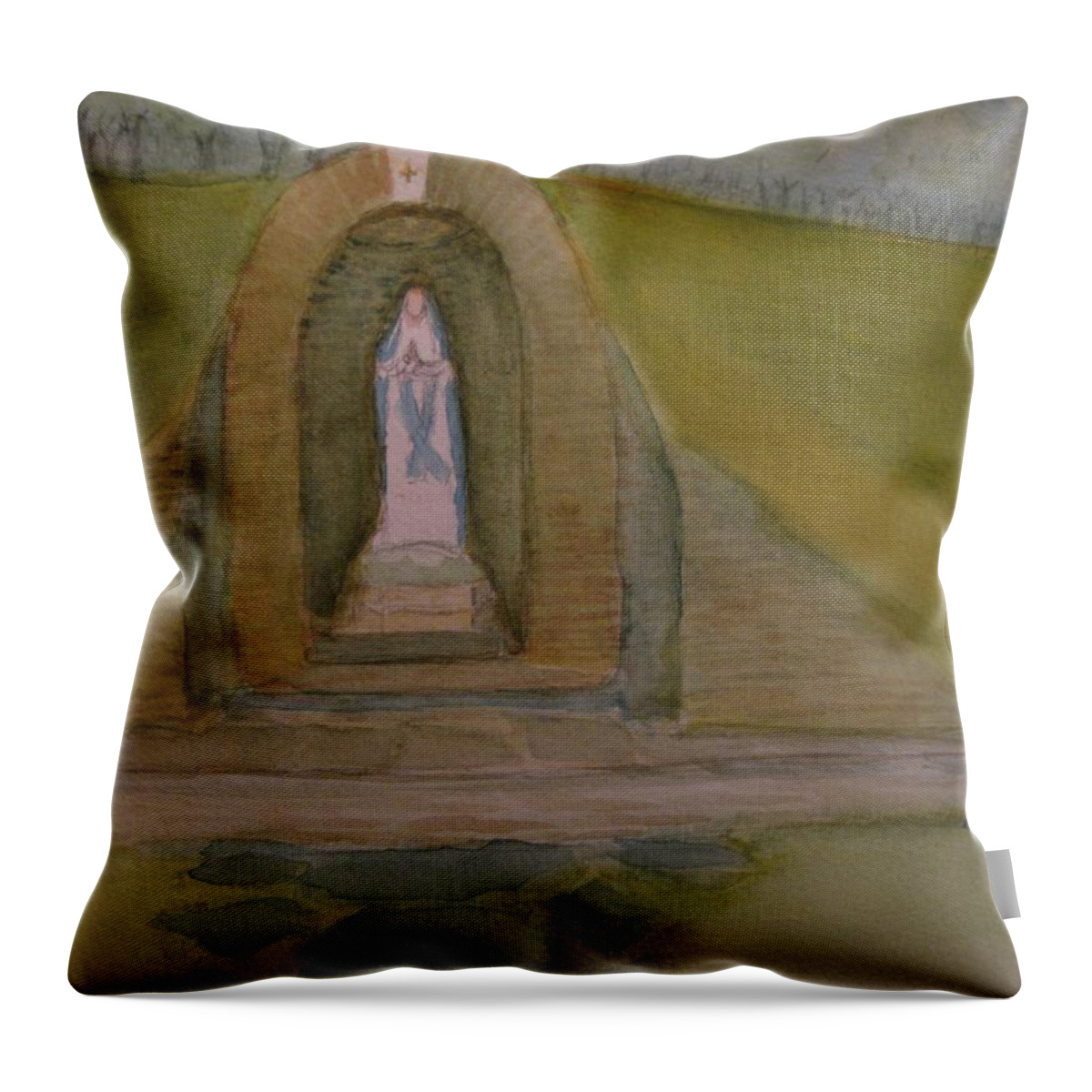 Mary Throw Pillow featuring the painting Our Lady of Seven Dolores #1 by David Bartsch