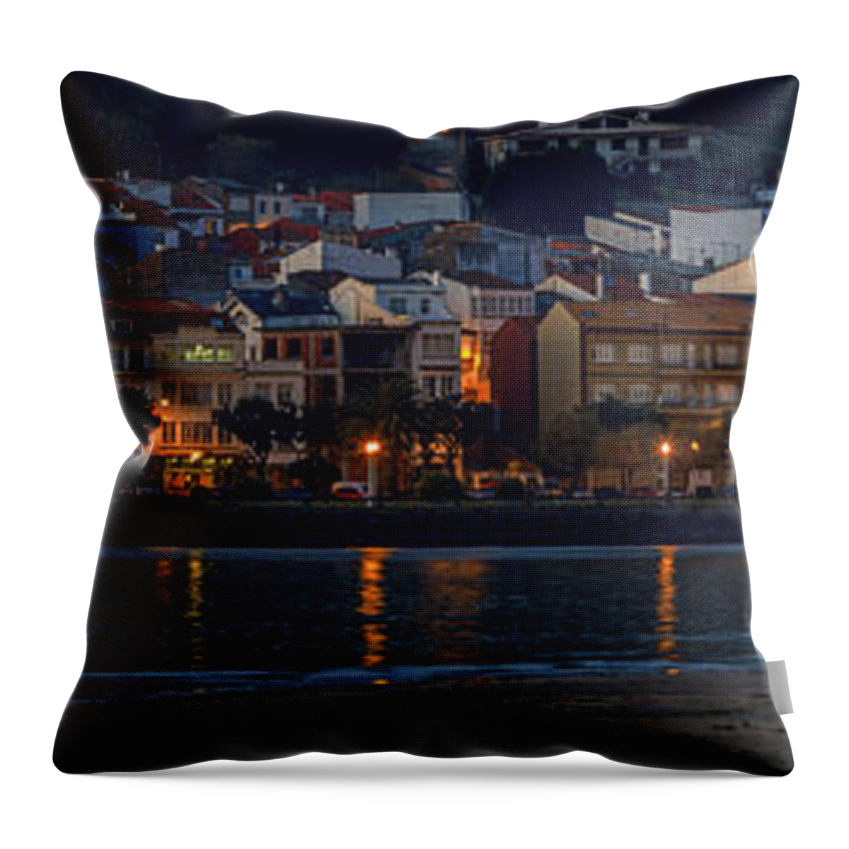 Cedeira Throw Pillow featuring the photograph Panorama of Cedeira Galicia Spain #1 by Pablo Avanzini