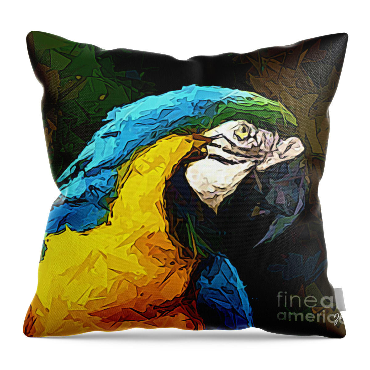 Pappagallo Throw Pillow featuring the digital art Pappagallo - Parrot Ara Ararauna #1 by - Zedi -