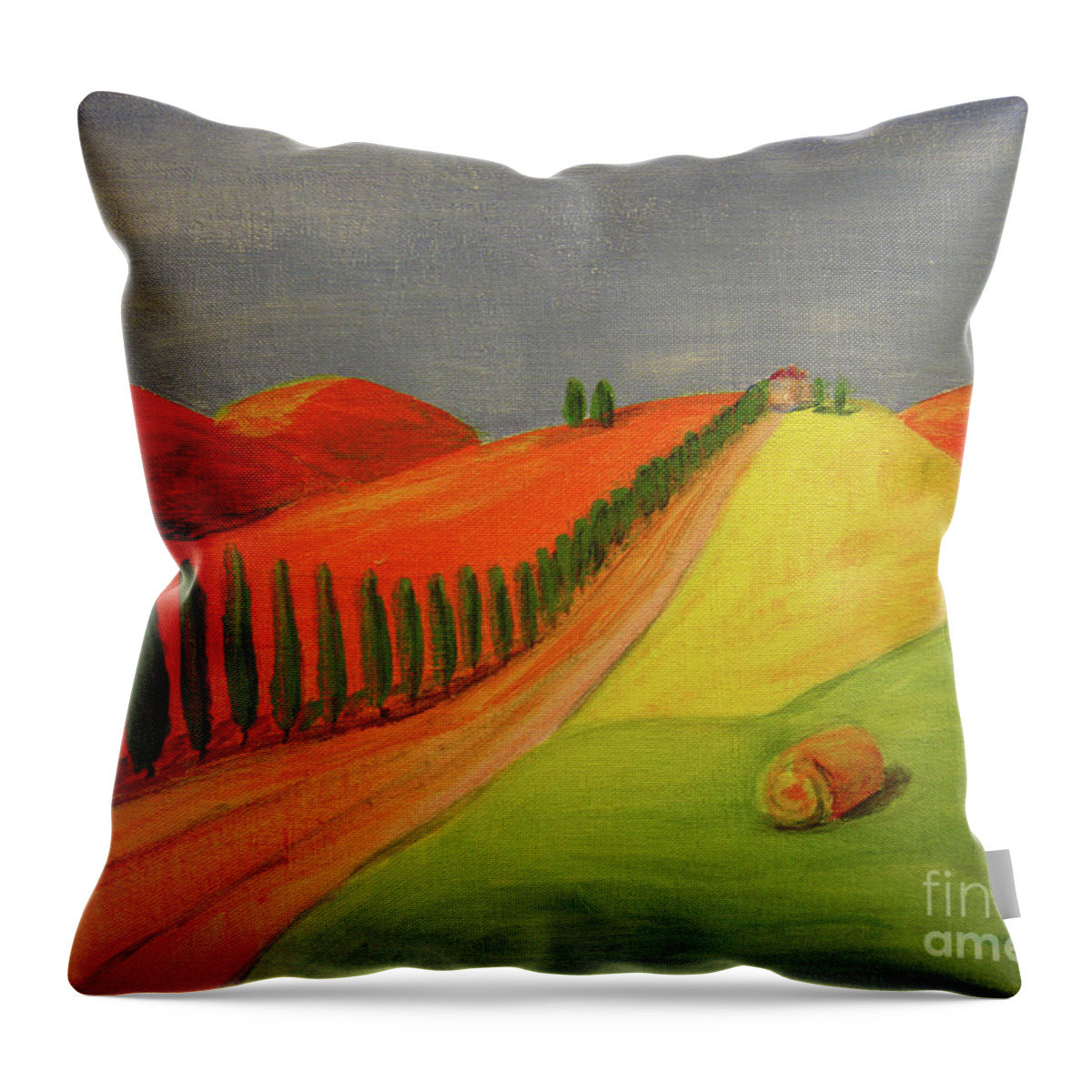 Tuscan Throw Pillow featuring the painting Path by Lilibeth Andre