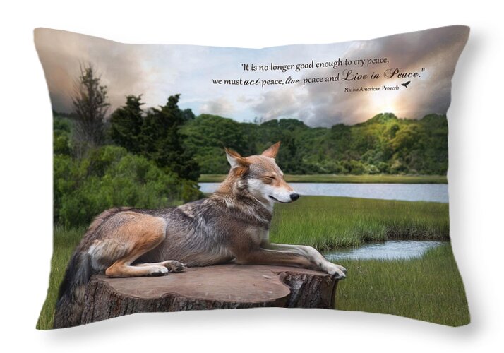 Wolf Throw Pillow featuring the photograph Peace #2 by Robin-Lee Vieira