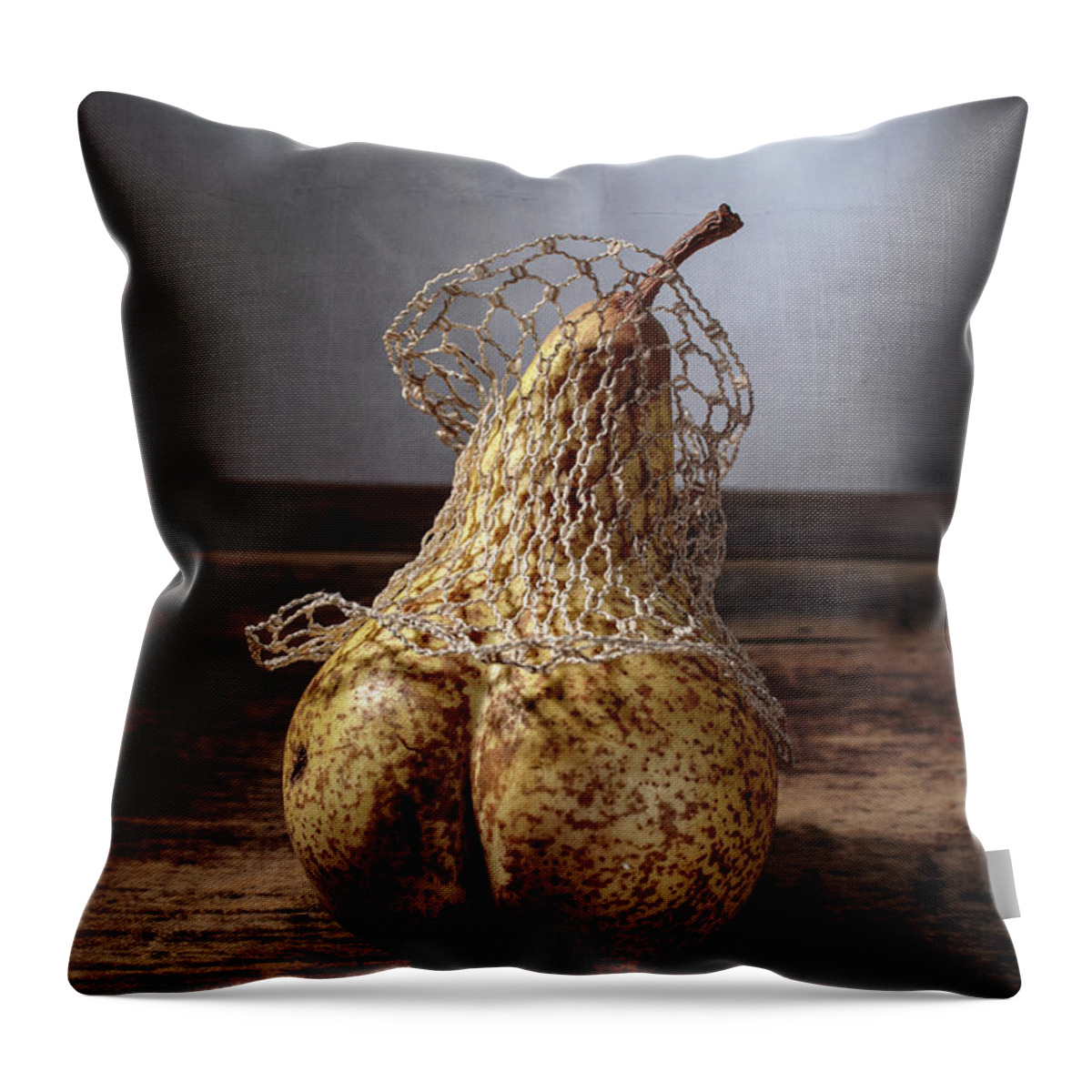 Still Life Throw Pillow featuring the photograph Pear #1 by Nailia Schwarz