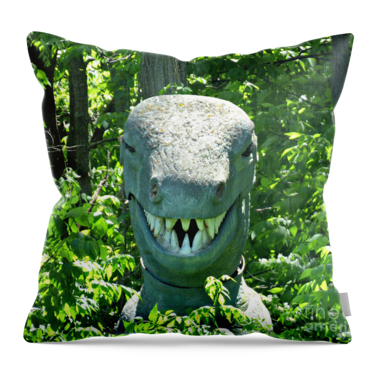Dinosaur Throw Pillow featuring the photograph Peek-A-Boo #1 by Scott Ward