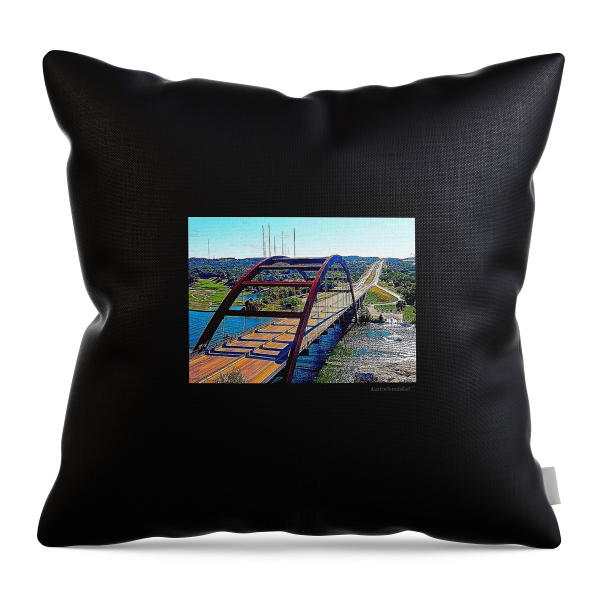 Beautiful Throw Pillow featuring the photograph Photoshopping My Favorite #austin #1 by Austin Tuxedo Cat