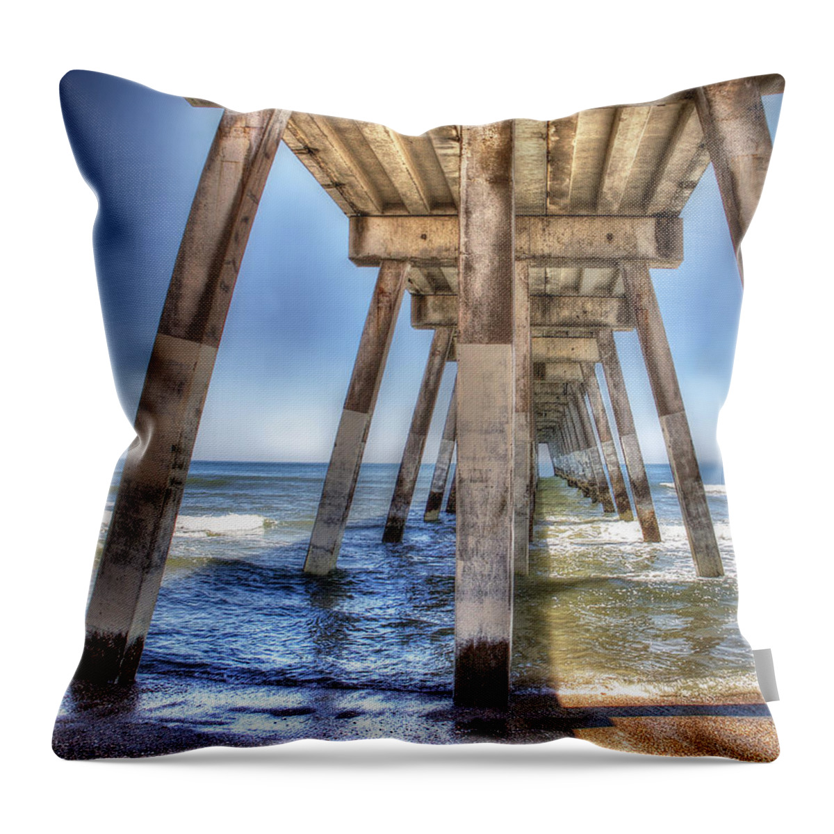 Johnny Mercer's Pier Print Throw Pillow featuring the digital art Pier Review #1 by Phil Mancuso
