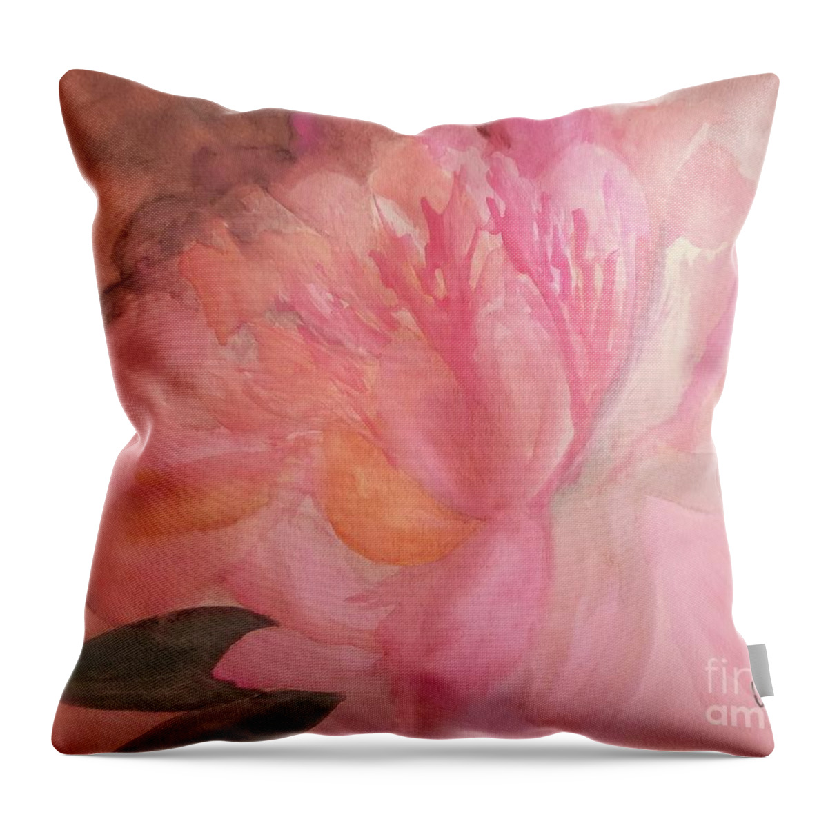 Pink Peony Throw Pillow featuring the painting Pink Peony #1 by Maria Urso