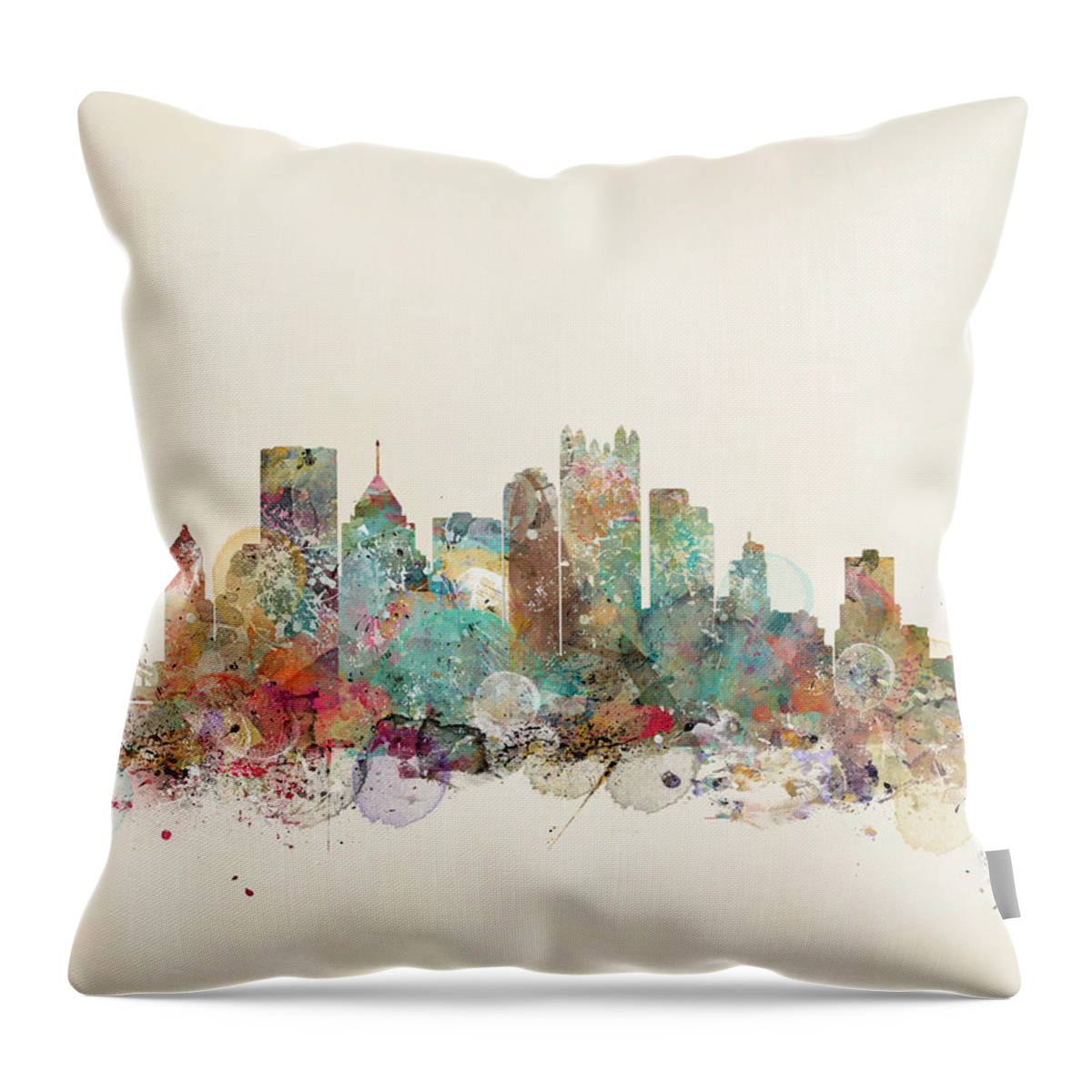 Pittsburgh Pennsylvania Throw Pillow featuring the painting Pittsburgh #1 by Bri Buckley