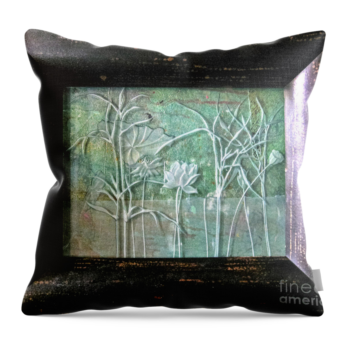 Plants Throw Pillow featuring the glass art Pond #1 by Alone Larsen