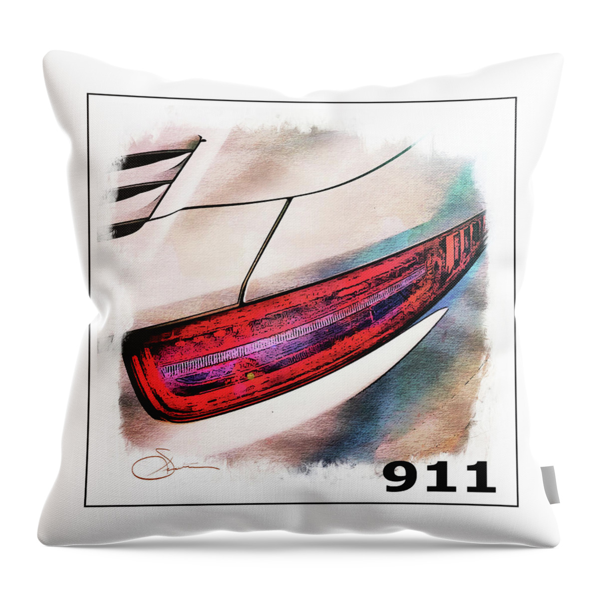Porsche Throw Pillow featuring the digital art Porsche 911 #1 by Rob Smith's