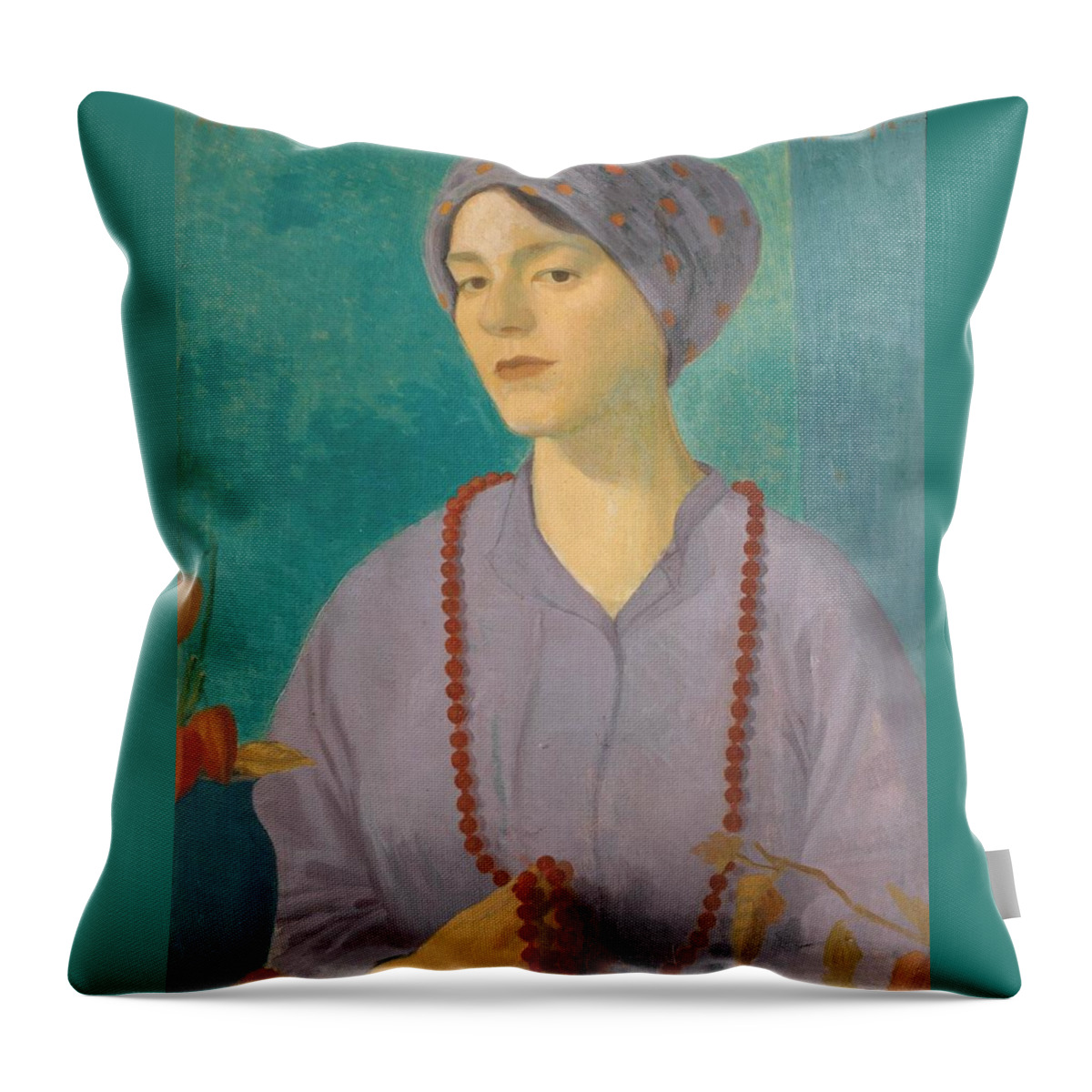 Mark Gertler 18911939 Throw Pillow featuring the painting Portrait of a Girl #1 by Mark Gertler