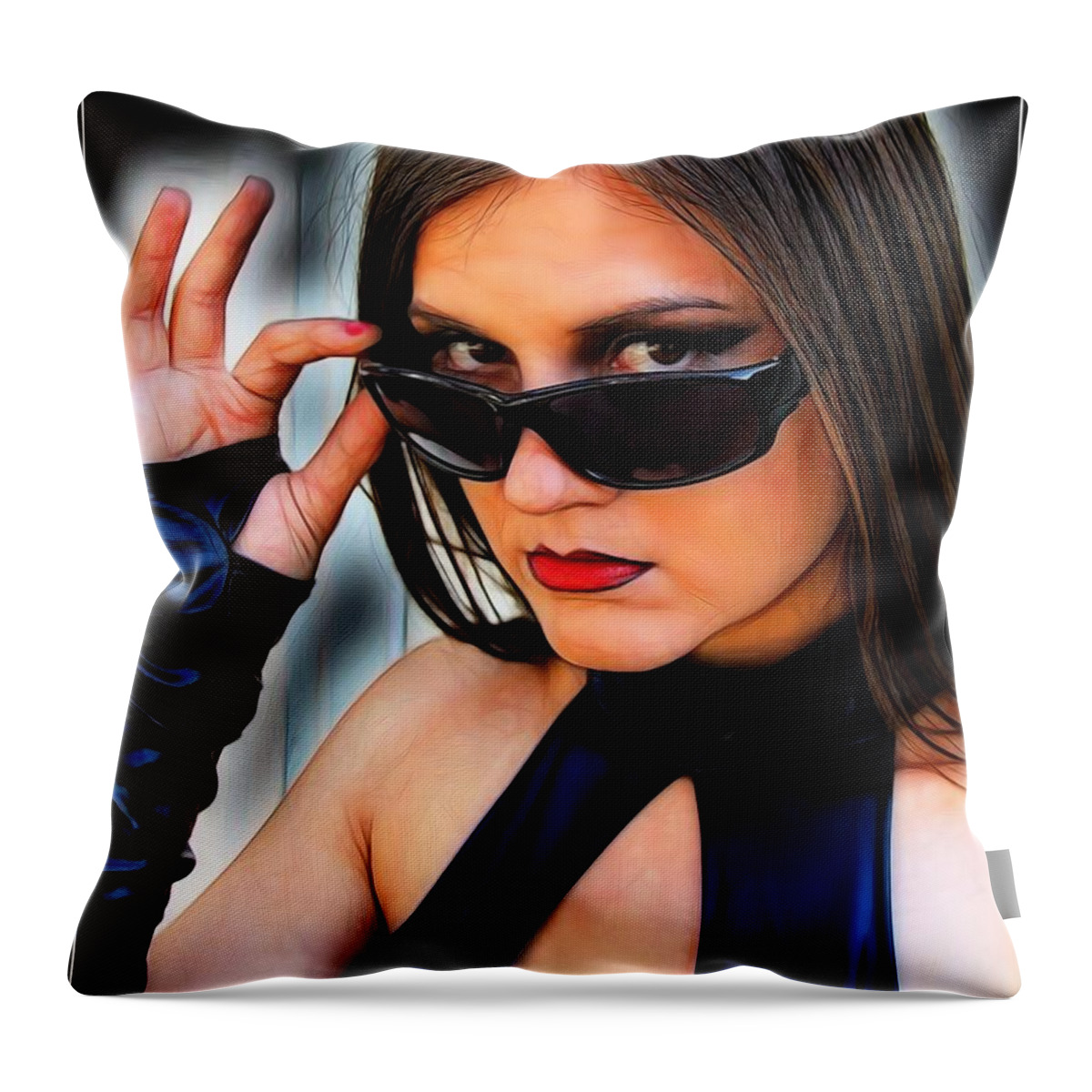Fantasy Throw Pillow featuring the painting Portrait Of A Tomb Raider #1 by Jon Volden