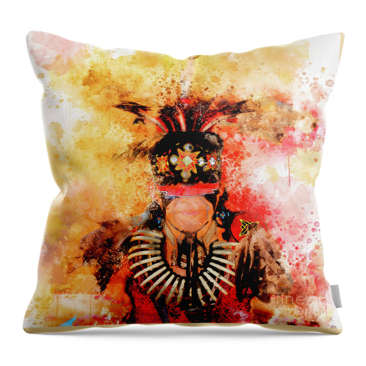 Pow Wow Throw Pillow featuring the painting Pow Wow #2 by Jim Hatch