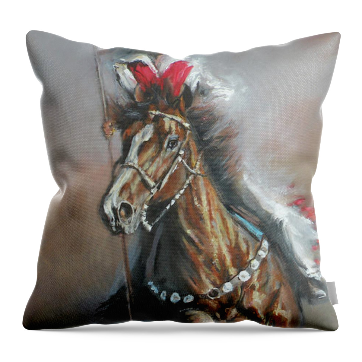 American Flags Throw Pillow featuring the painting Presenting the Colors #1 by Mia DeLode