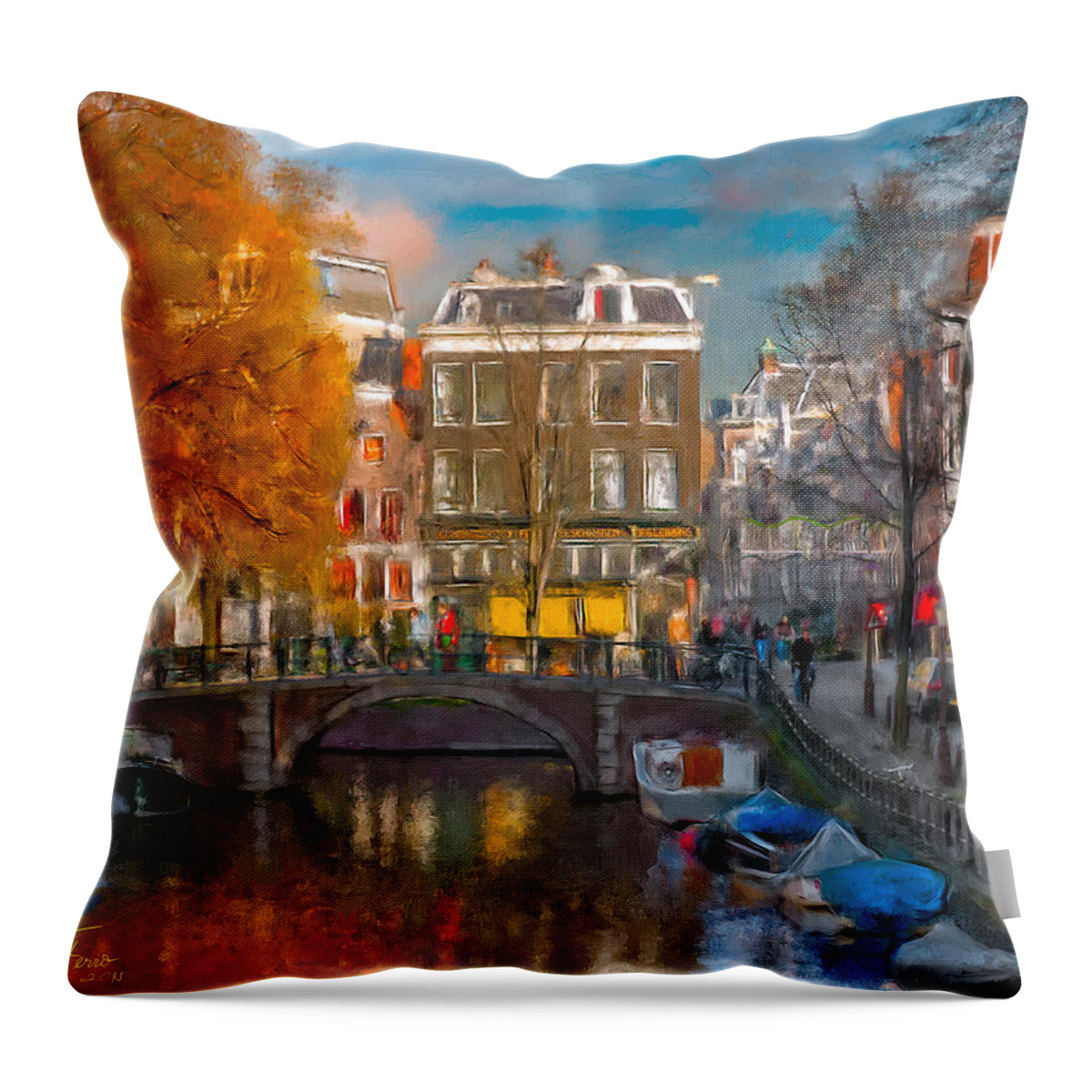 Holland Amsterdam Throw Pillow featuring the photograph Prinsengracht 807. Amsterdam #1 by Juan Carlos Ferro Duque