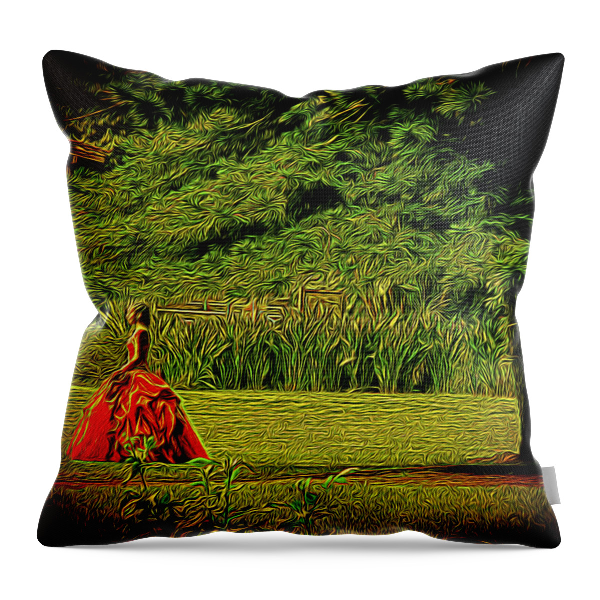 Nature Throw Pillow featuring the digital art Quinceanera #1 by William Horden