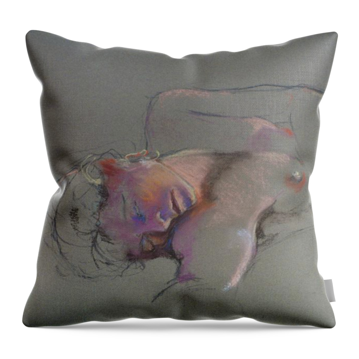 Close-up Throw Pillow featuring the painting Reclining Study #1 by Barbara Pease