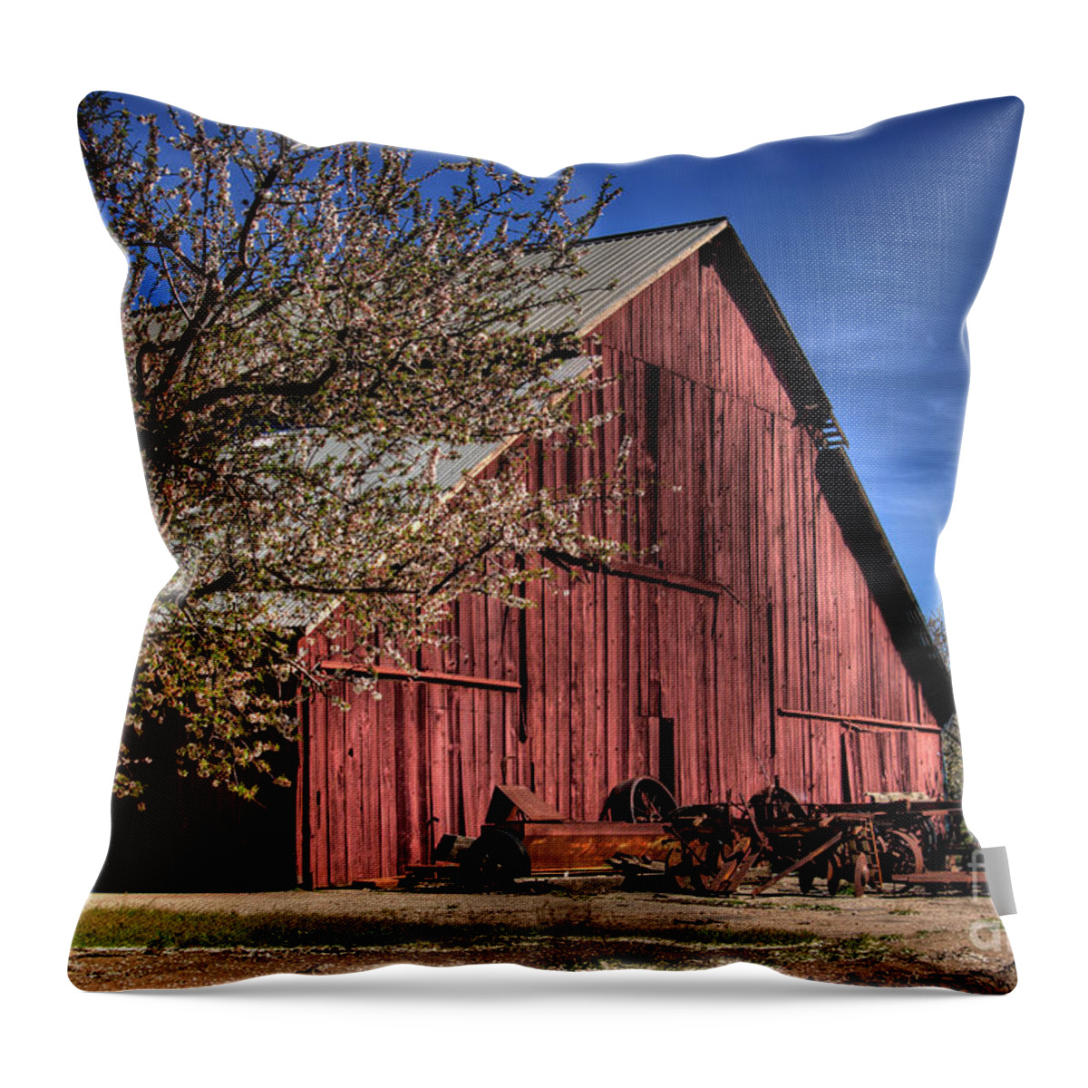 Barn Throw Pillow featuring the photograph Red Barn #1 by Jim And Emily Bush