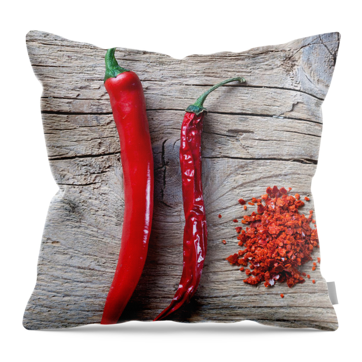 Chili Throw Pillow featuring the photograph Red Chili Pepper #1 by Nailia Schwarz