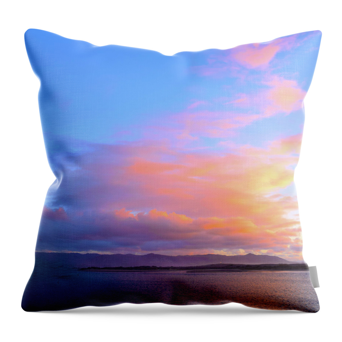 Barbara Snyder Throw Pillow featuring the photograph Red Clouds Over Morro Bay Small #1 by Barbara Snyder