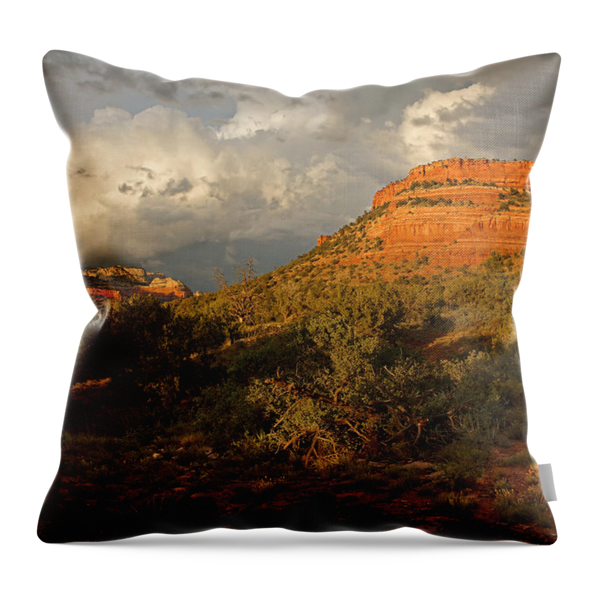 Aerie Vista Throw Pillow featuring the photograph Red Rock Majesty #1 by Leda Robertson