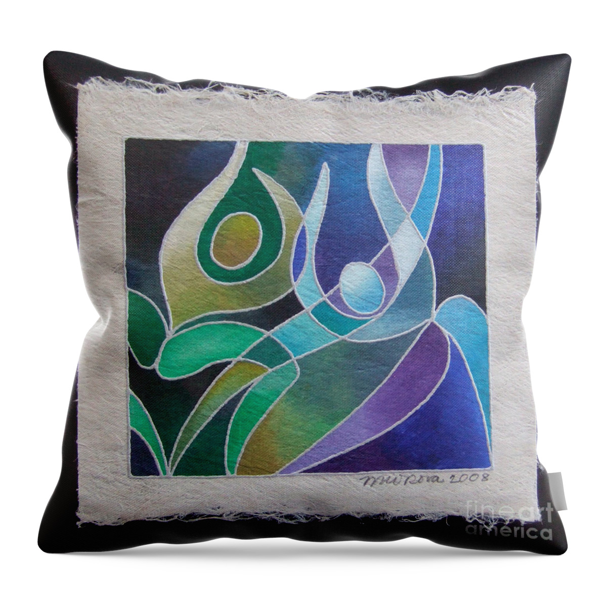 Fiji Islands Throw Pillow featuring the painting Reki IV - Dance for Joy #1 by Maria Rova