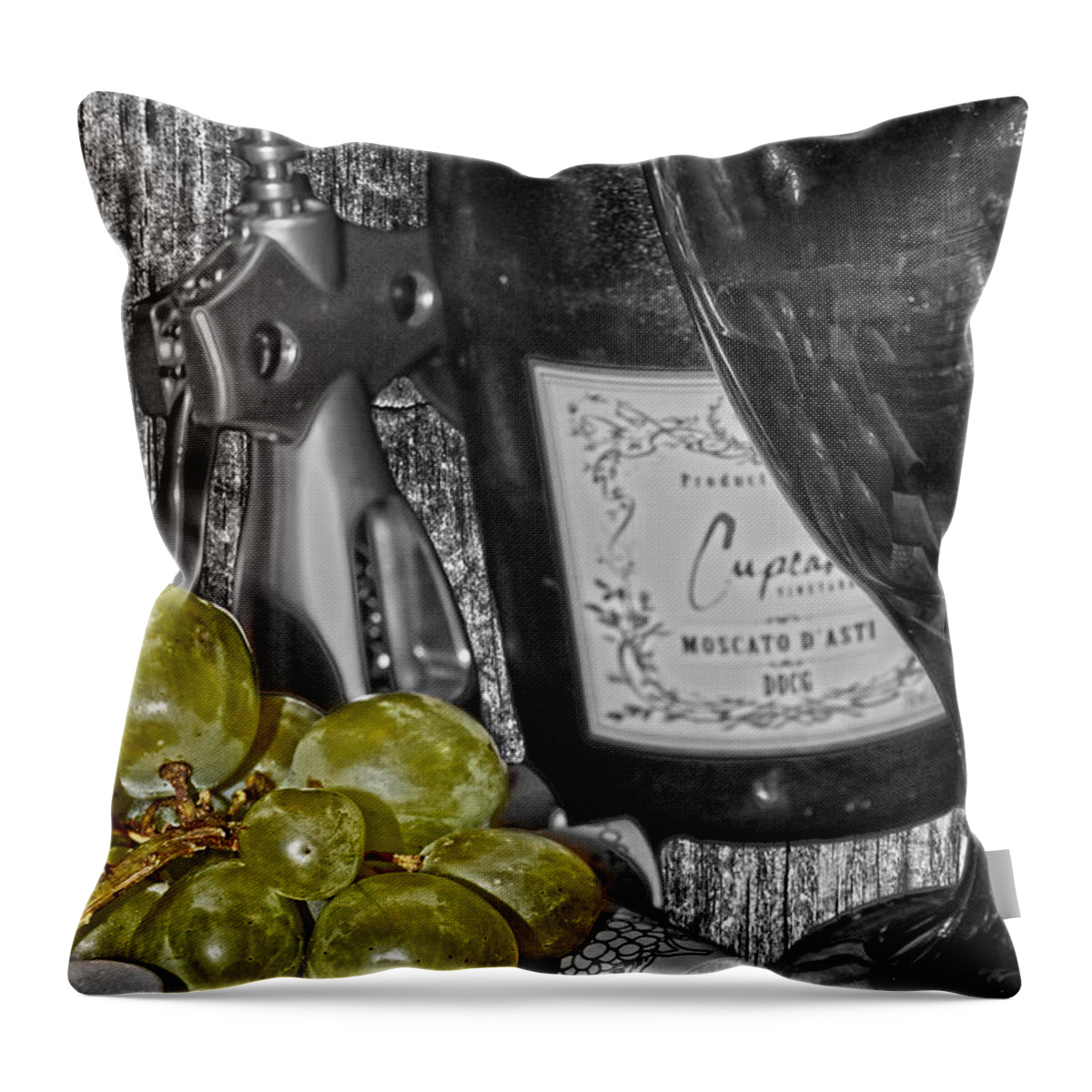 Bottle Of Wine. Throw Pillow featuring the photograph Relaxing #2 by Chauncy Holmes