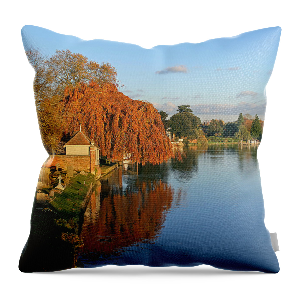 River Thames At Marlow Throw Pillow featuring the photograph River Thames at Marlow #1 by Tony Murtagh
