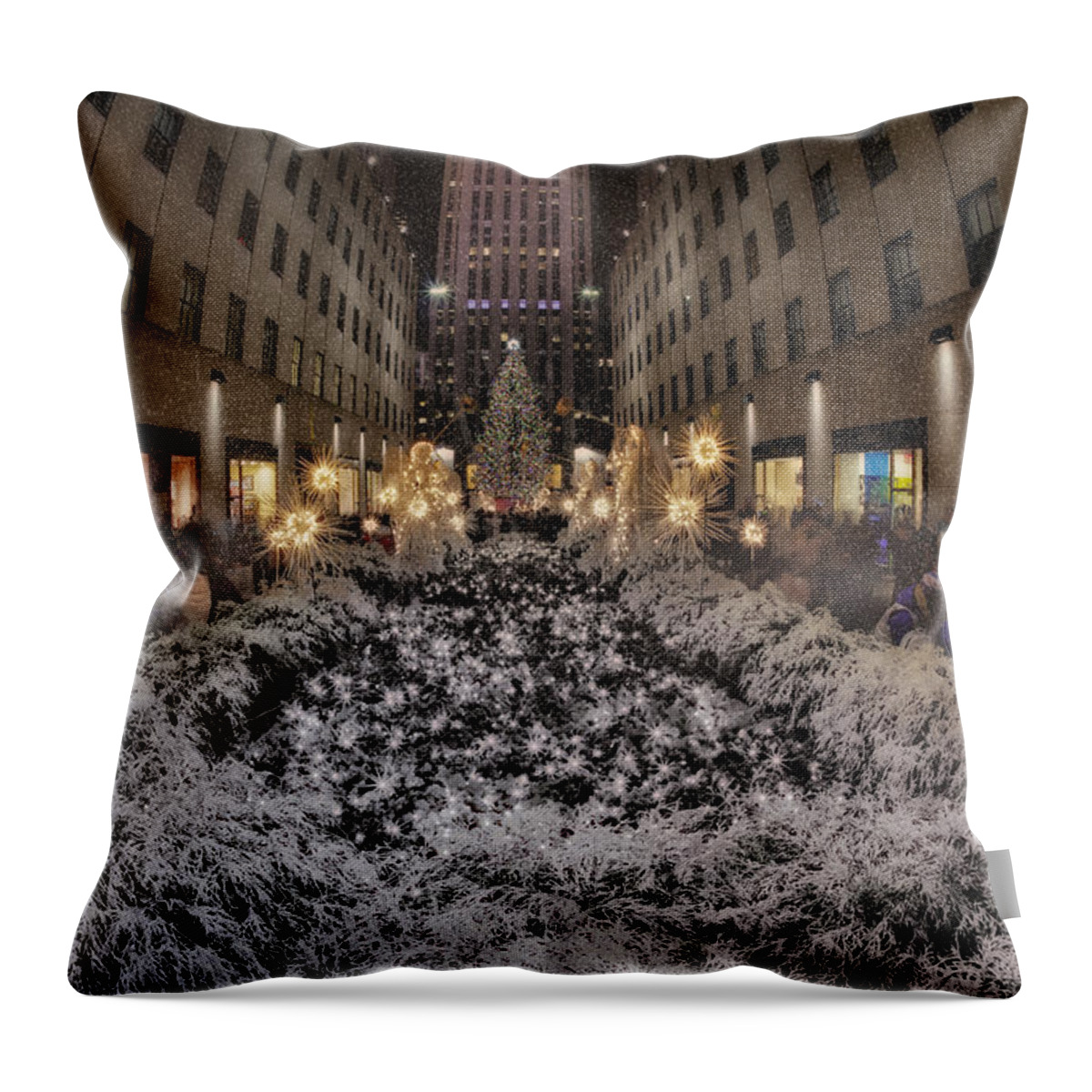 Rockefeller Center Throw Pillow featuring the photograph Rockefeller Center Christmas NYC #3 by Susan Candelario