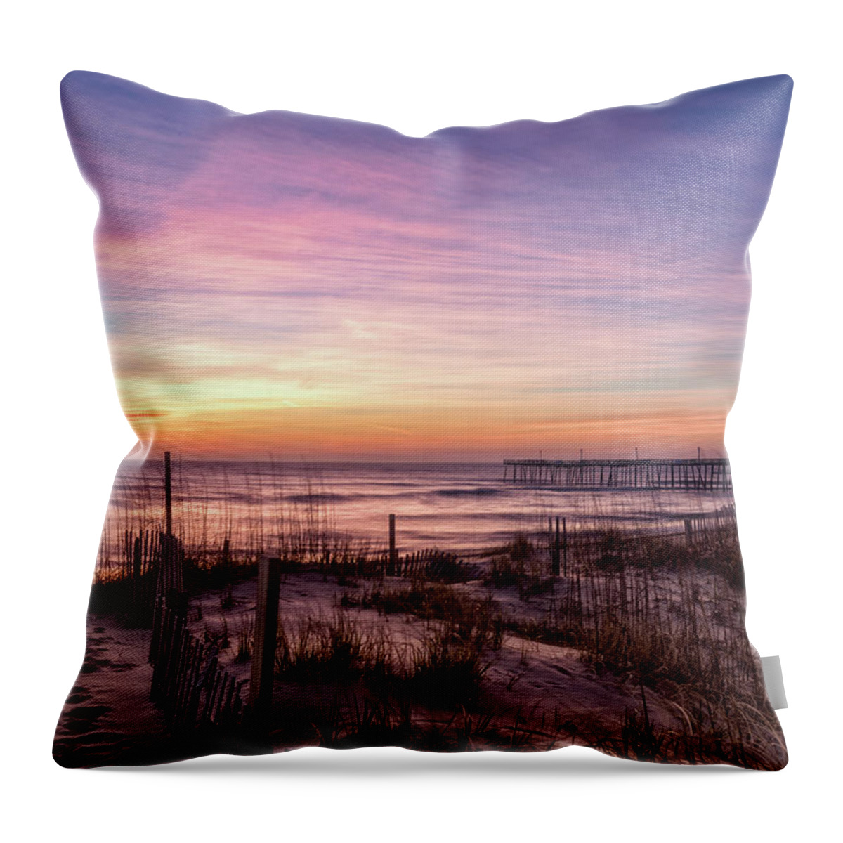Landscape Throw Pillow featuring the photograph Rodanthe Sunrise #1 by Russell Pugh