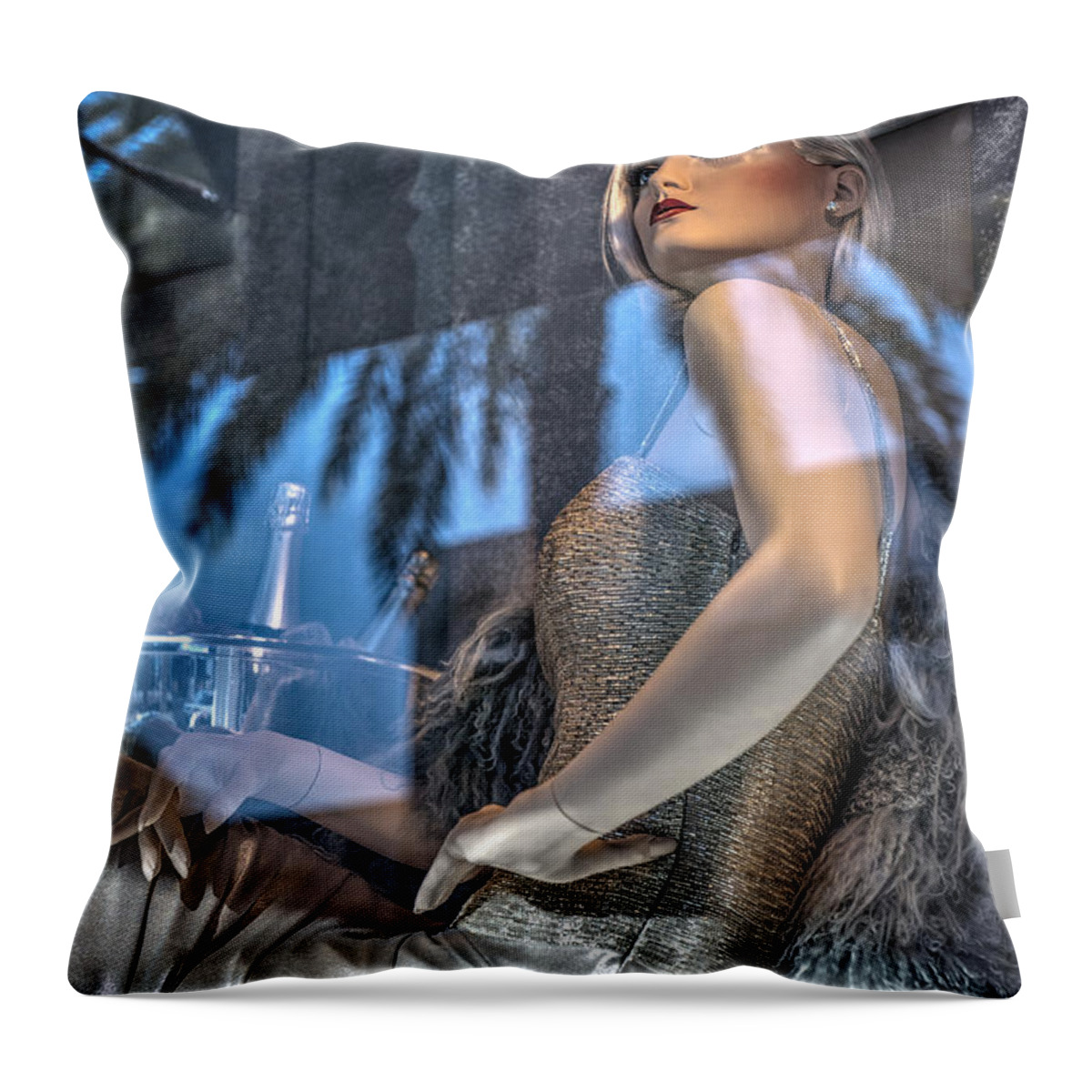 Rodeo Drive Throw Pillow featuring the photograph Rodeo Mannequin Beverly Hills by David Zanzinger