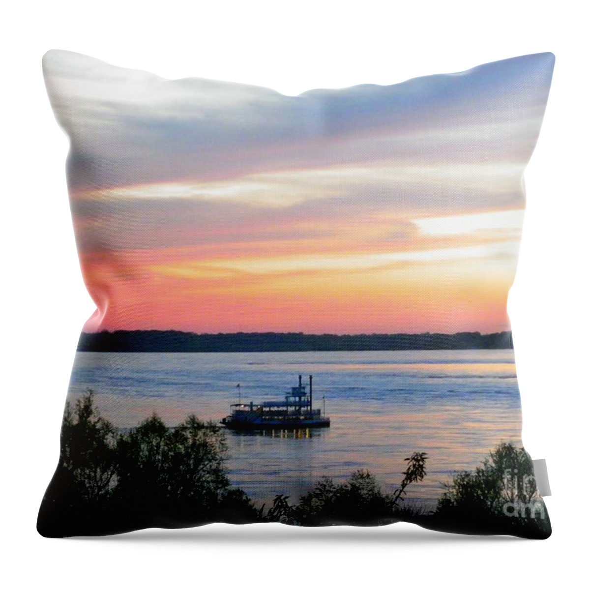 Mississippi River Throw Pillow featuring the photograph Rollin' #1 by Simply Summery