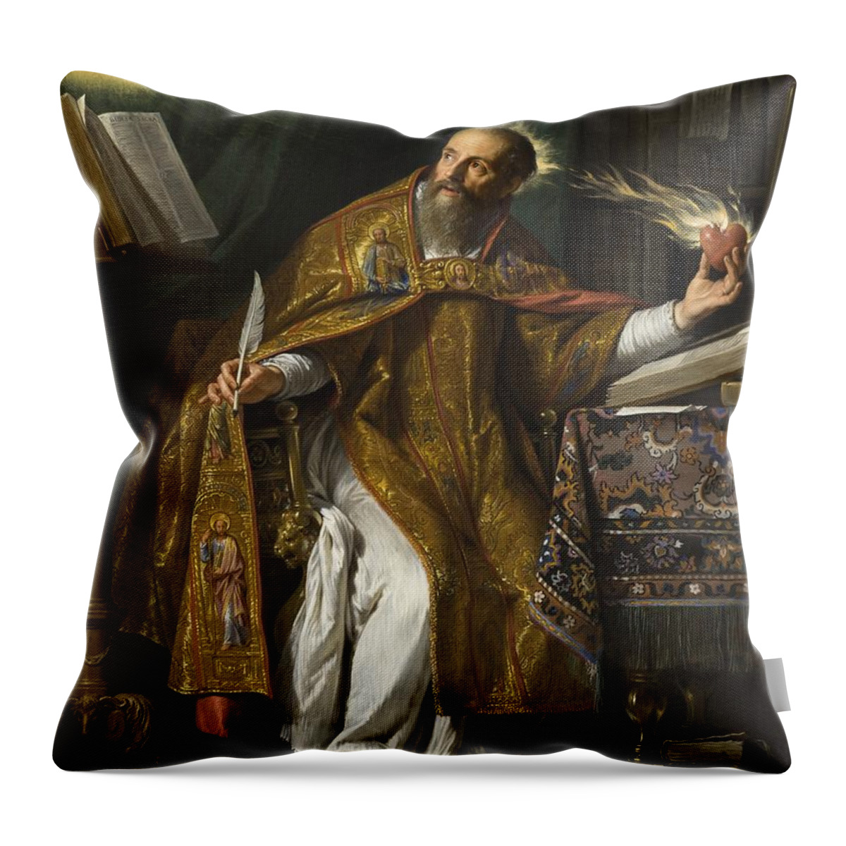 Philippe De Champaigne Throw Pillow featuring the painting Saint Augustine #1 by Celestial Images