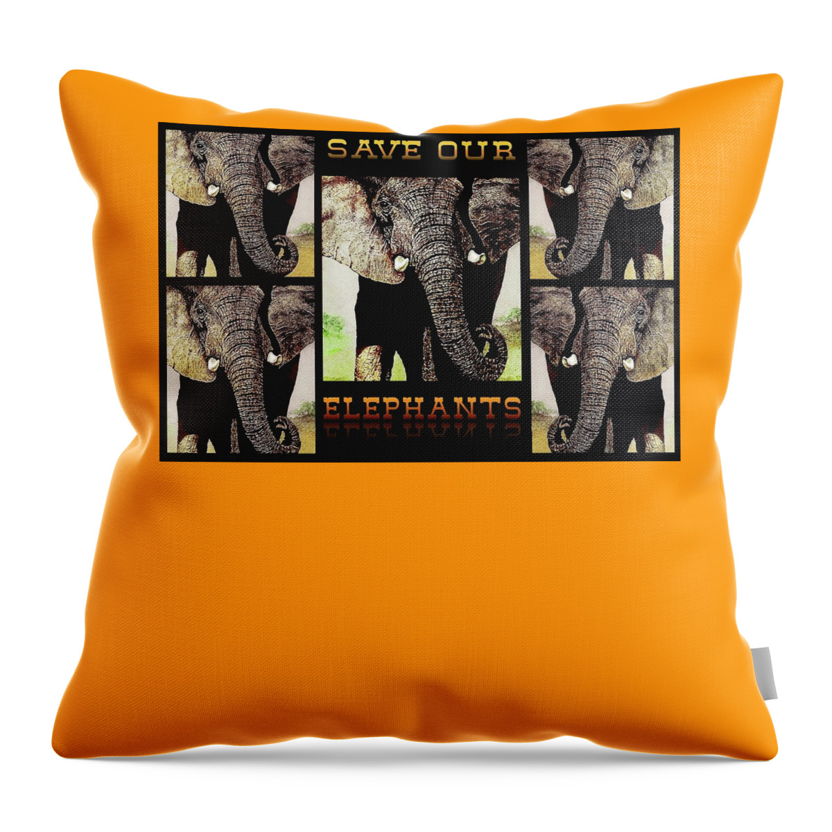 Elephant Throw Pillow featuring the painting Save Our Elephants #2 by Hartmut Jager