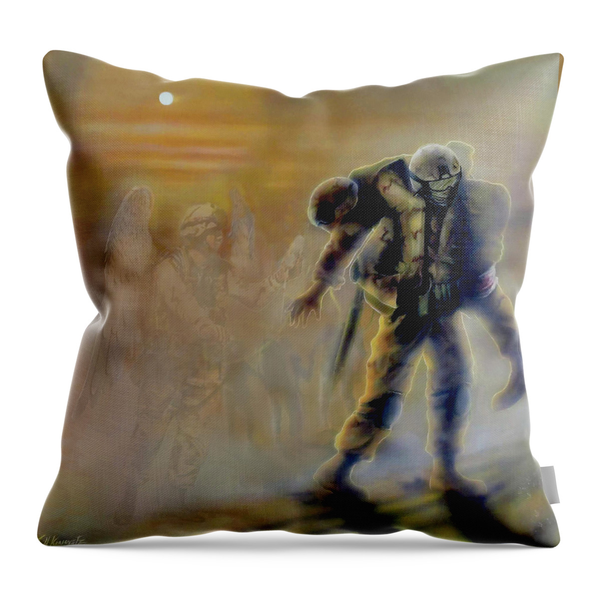 911 Throw Pillow featuring the painting Savior in a Storm #2 by Todd Krasovetz
