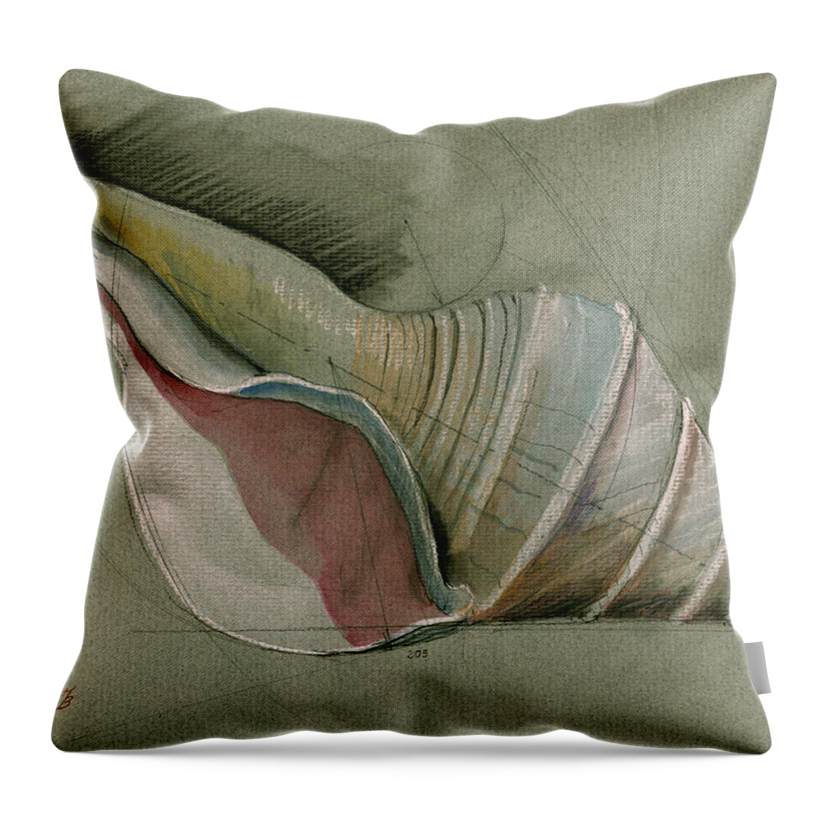 Seashell Throw Pillow featuring the painting Seashell art painting #1 by Juan Bosco