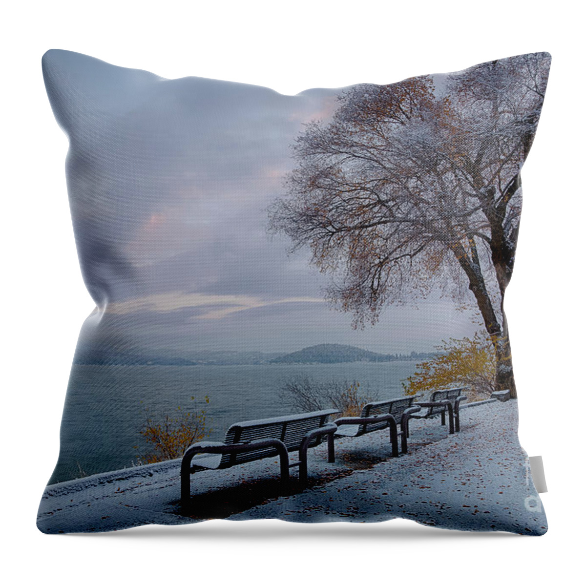 Coeur D'alene Lake Drive Throw Pillow featuring the photograph Seasons Change #1 by Idaho Scenic Images Linda Lantzy