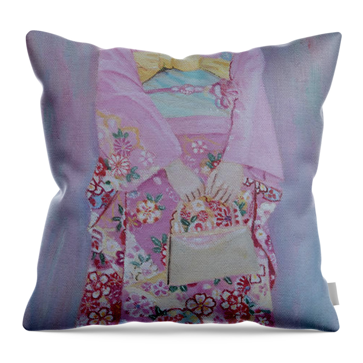 Japan Throw Pillow featuring the painting Season's Greeting #1 by Masami Iida