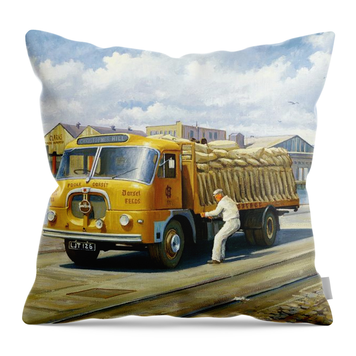 \art For Investment\ Throw Pillow featuring the painting Seddon at Poole docks. by Mike Jeffries