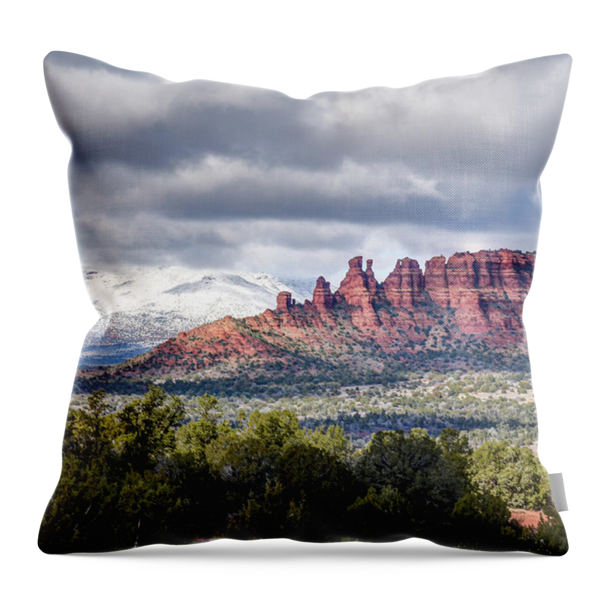 Sedona Throw Pillow featuring the photograph Sedona in Winter 03 #1 by Will Wagner