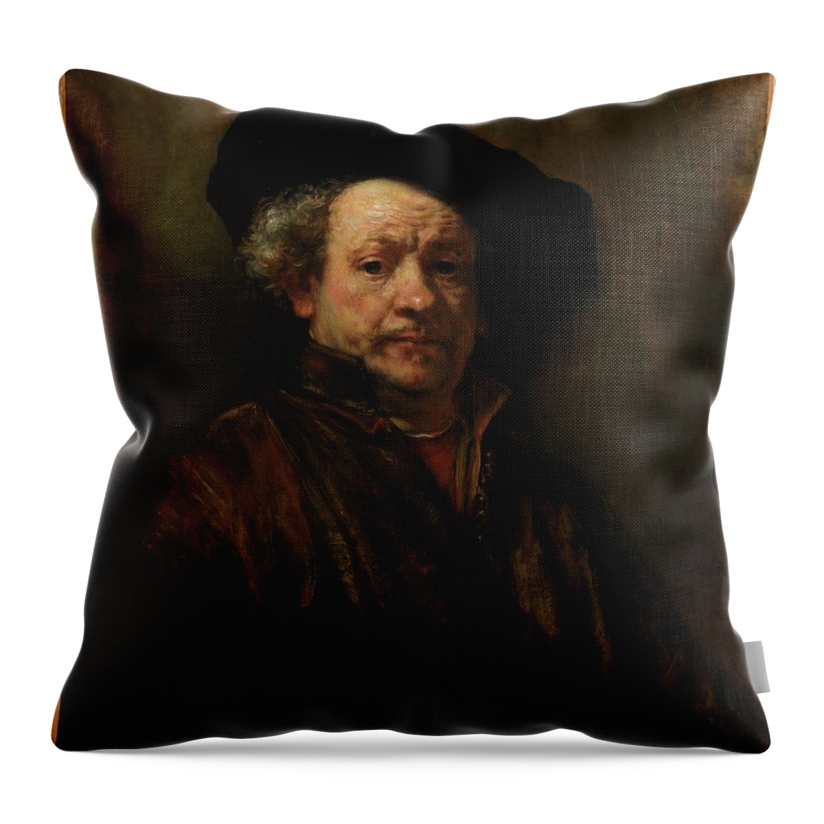 Rembrandt Throw Pillow featuring the painting Self Portrait #2 by Rembrandt
