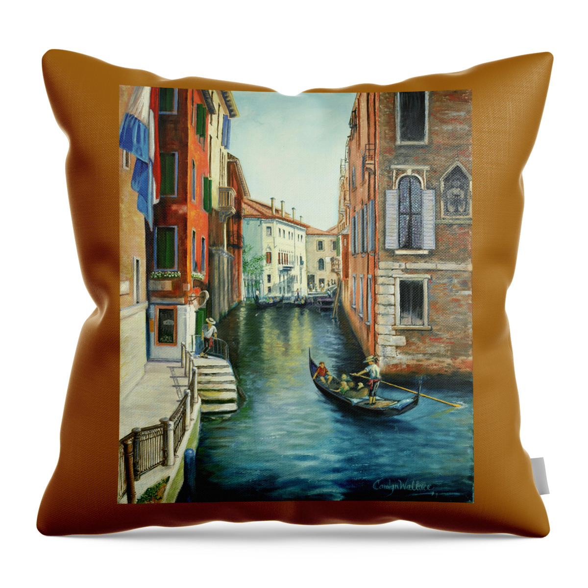 Europe Throw Pillow featuring the painting Sempre Ricordare -To Always Remember by Carolyn Coffey Wallace
