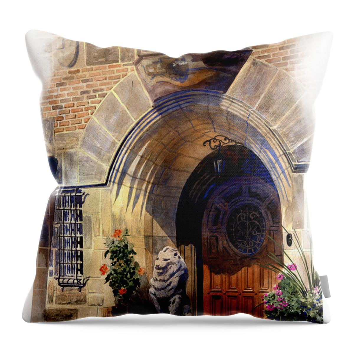 Door Throw Pillow featuring the painting Shaker Heights #1 by Andrew King